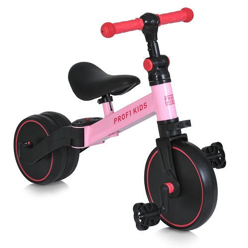 Велосипед беговел триколісний PROFI KIDS (складне кермо, колеса EVA) MBB 1008-3 Рожевий