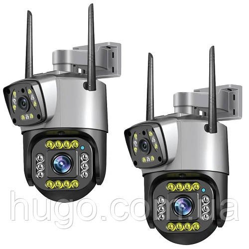 Комплект 2 шт Вулична IP камера з 2 об'єктивами, 8Мп, Qettopo V380 / Бездротова вайфай камера відеоспостреження
