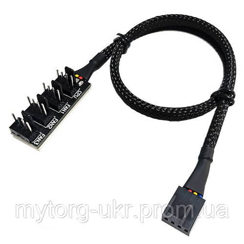 Розгалужувач живлення на 4 кулери Hub Fan 4 pin 40 см  Чорний