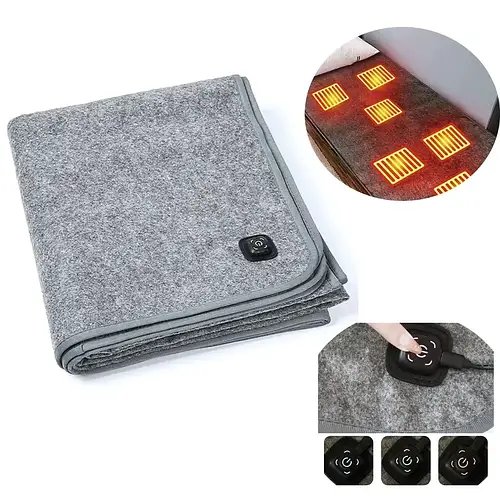 Електроковдра на USB від Power Bank 160х80 см на 3 режими підігріву Електропростирадло від повербанку з підігрівом