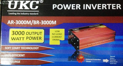 Інвертор перетворювач UKC 12V-220V AR-3000M синусоїдальний 3000W YU227