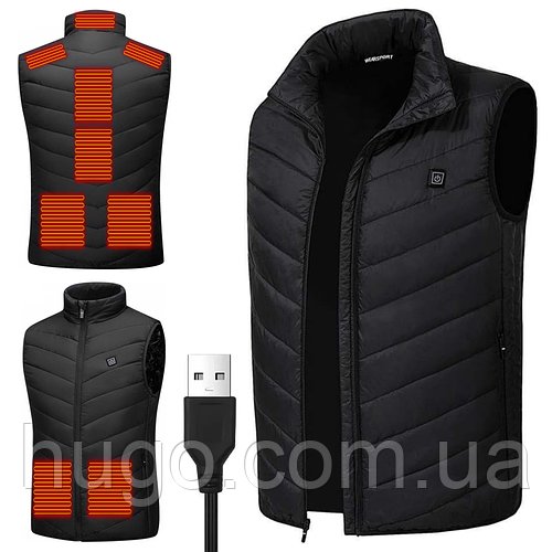 Жилет з USB-підігрівом, Розмір L-4XL, 3 режими / Терможилет електричний / Нагрівальний жилет