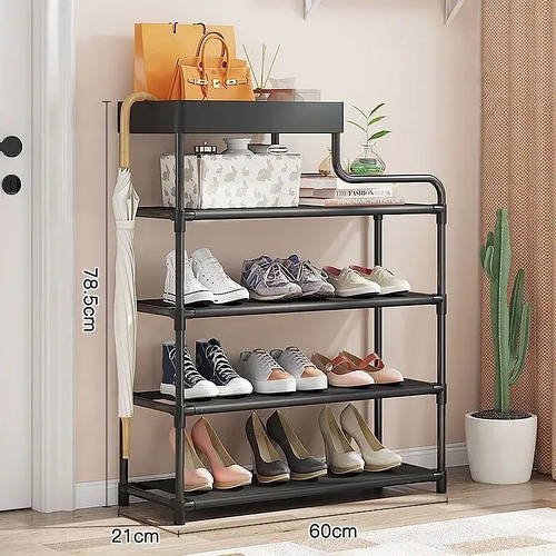 Стелаж металевий для взуття Multifunctional Storage Shoe Rack 60х21х78 см чорний YU227