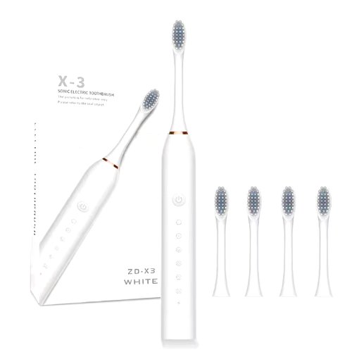 Електрична ультразвукова зубна щітка Х-3 Sonic Toothbrush із 6 режимами роботи 4 змінними насадками Біла