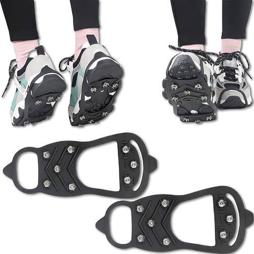 Гумові льодоступи 35-44 см для взуття на 8 сталевих шипів Чорний Льодоступи міські