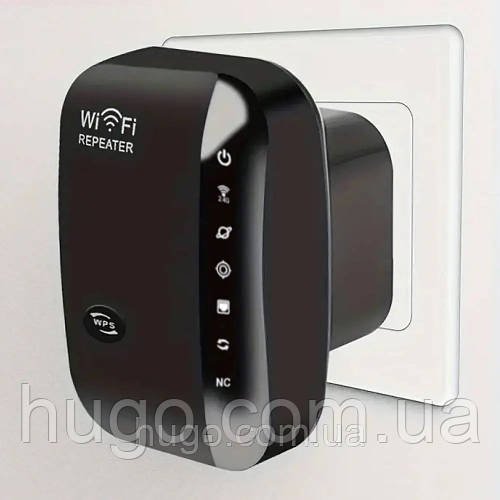 Підсилювач WiFi сигналу до 300мб/с, від мережі,MT02, Чорний / Вай фай ретранслятор для дому / Wifi репітер / Маршрутизатор