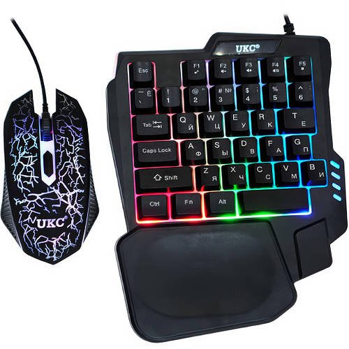 Ігрова механічна міні-клавіатура на 35 клавіш з мишкою та RGB підсвічуванням UKC GAMING 7768 Ігровий набір 2в1