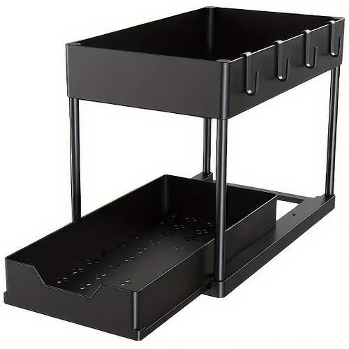Кухонний органайзер з висувною скринькою Kitchen Storage Rack Універсальний дворівневий органайзер для кухні