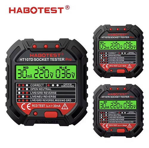 Тестер розетки HABOTEST HT107D Pro, LCD Display