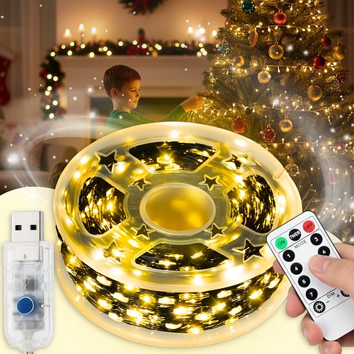 Вулична гірлянда "Роса" 100 метрів 1000 LED 8 режимів USB Тепле біле світло