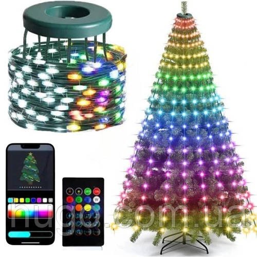 Гірлянда Кінський хвіст від USB, 2м, 10 ниток, 400LED + пульт, SFK-02 / Смарт гірлянда / Розумна гірлянда на ялинку