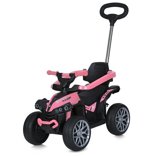Каталка-толокар машинка с мотором родительской ручкой Квадроцикл Bambi M 5782EBLR-8 Розовый