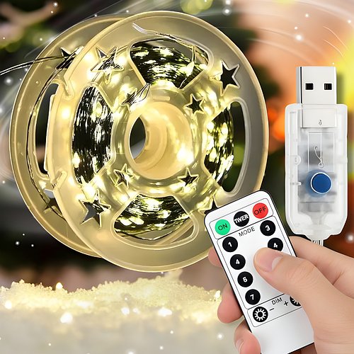 USB Гірлянда "Роса" 100 метрів 1000 LED 8 режимів свічення на котушці Тепле біле світло