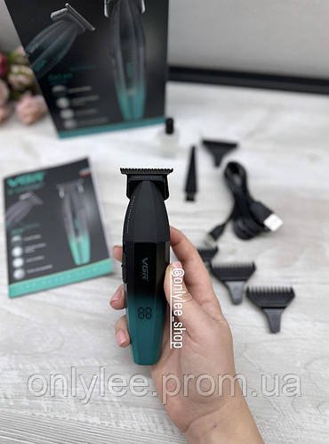 Машинка для стриження волосся VGR V-906 професійна акумуляторна, 3 насадки для стриження бороди, вусів і тіла