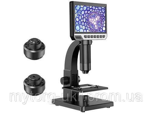 Мікроскоп 2000X 12MP LED з 7 дюймовим екраном камерою та 2 об'єктивами цифровий  Чорний