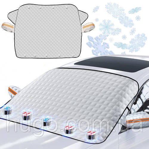 Накидка на лобове скло від снігу (147х110см), на магнітах / Автомобільний чохол на скло від замерзання