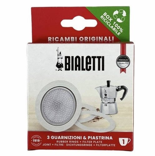 Комплект прокладок для Bialetti 3 ущільнювача + фільтр 1 cup Guarnizione