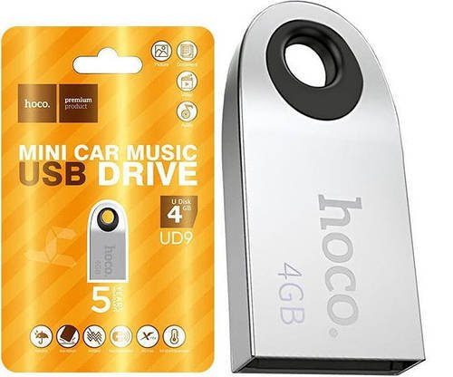 USB Флеш накопичувач Hoco UD9 Insightful Smart mini car music USB drive 4GB Silver