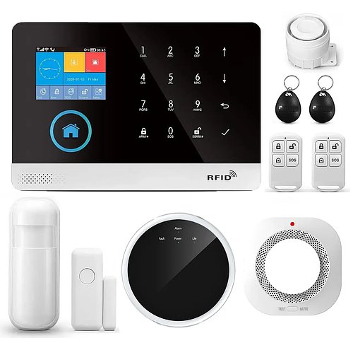 Комплект охоронної системи PG-103A 4G/Wi-Fi з екраном і датчиками руху, диму, газу