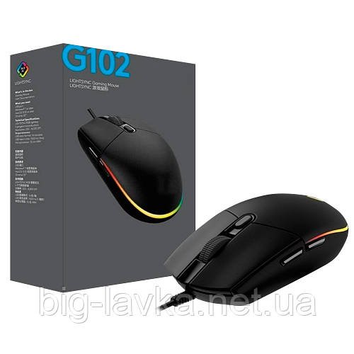 Миша ігрова провідна Logitech G102 з RGB підсвічуванням  Чорний