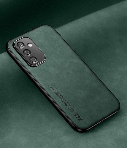 Шкіряний чохол XnE Samsung Galaxy A35 A356 з металевою вставкою Green