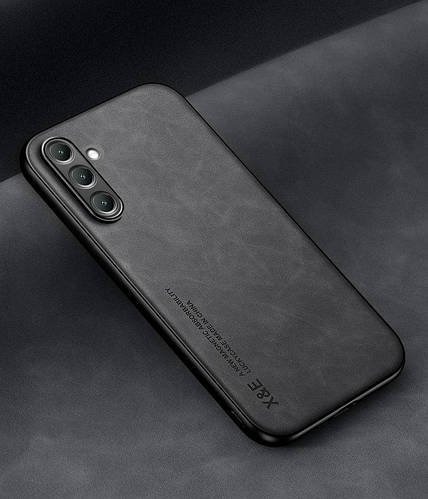 Шкіряний чохол XnE Samsung Galaxy S23 FE S711 з металевою вставкою Black