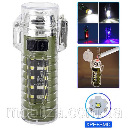 Ліхтарик multifunction 8811-COB (White+red+RGB), Li-Ion акум., запальничка, ЗП Type-C