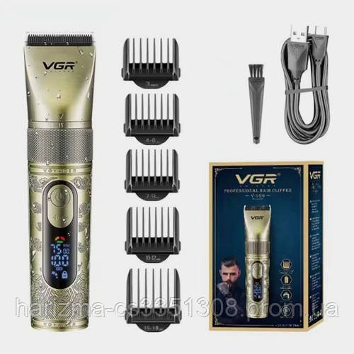 Професійна бездротова машинка для стриження волосся з керамічними лезами VGR V-659 з насадками 3-18 мм
