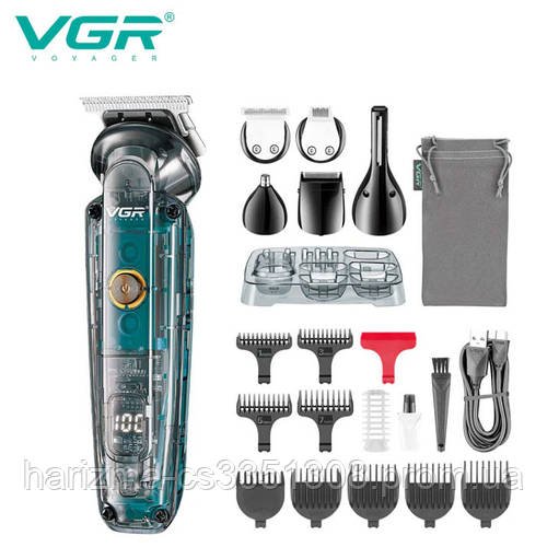 Професійний набір для стриження волосся 6 в 1 VGR V-102 тример для бороди та вусів, носа, вух і тіла