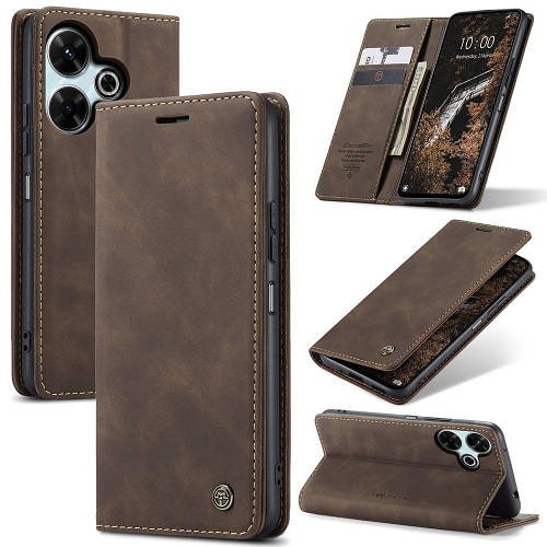 Чохол книжка з магнітом Poco M6 4G CaseMe Dark Brown