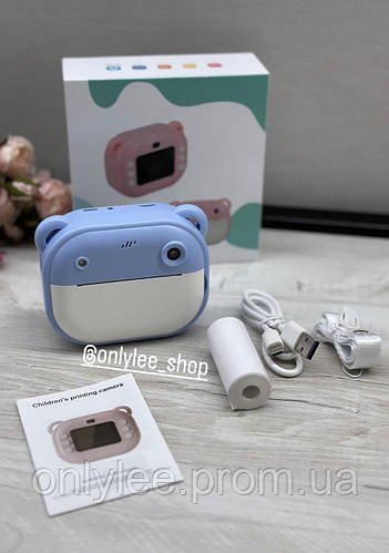 Дитячий фотоапарат миттєвого друку Children's Printing Camera Y600 з підтримкою microSD card 2 камери Blue