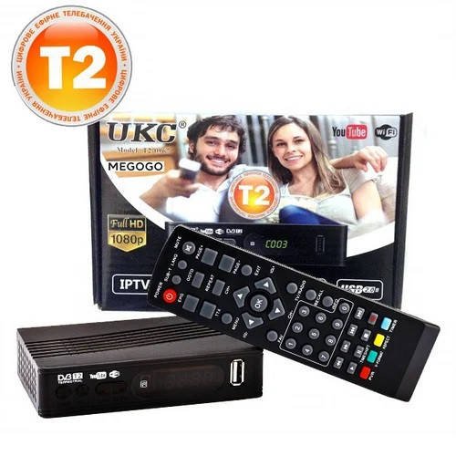 Цифровой эфирный тюнер UKC DVB-T2 0967 с поддержкой wi-fi адаптера c экраном YU227