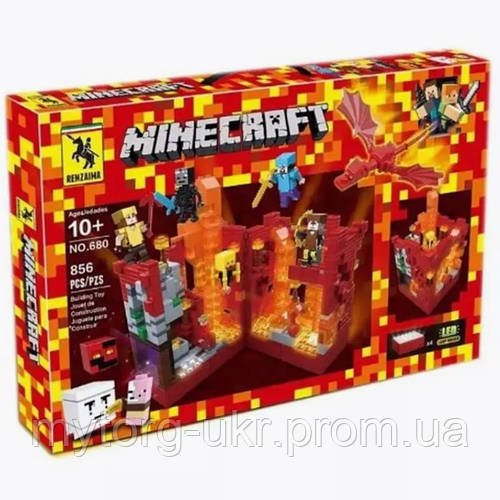 Конструктор Minecraft Битва за фортецю 856 деталей помаранчевий