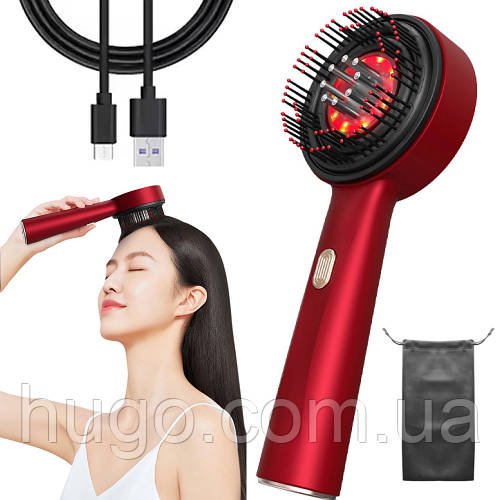 Масажний гребінець для голови (3 режими), від USB, Massage and Nourish / Масажна щітка для волосся