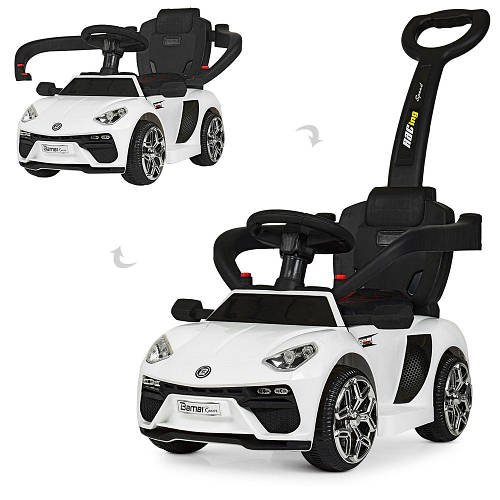 Каталка-толокар машинка з мотором Lamborghini з батьківською ручкою Bambi M 3591L-1 Білий