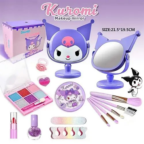 Набір дитячої косметики "Kuromi" (настільне дзеркало, набір для манікюру, пензлика, лак, прикраси) L 5295