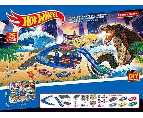 Трек паркування Hot Wheels (25 елементів, довжина 55см, 2 металопластикові машинки, 2 поверхи) T 876-1