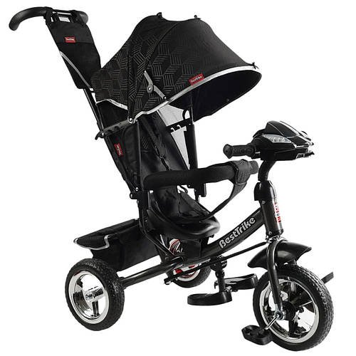 Велосипед триколісний з батьківською ручкою Best Trike (USB, Bluetooth) 62-403 Чорний
