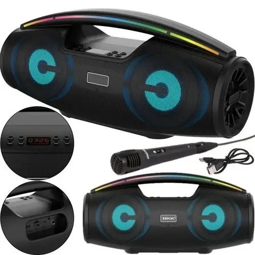 Колонка музична портативна Bluetooth з мікрофоном B100, 40Вт, FM-радіо, USB, TF, AUX, LED підсвітка