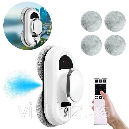 Робот для миття вікон. Круглі серветки для мийника вікон (4 шт.) у подарунок.