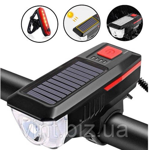 Водонепроникний ліхтар для велосипеда на сонячній батареї