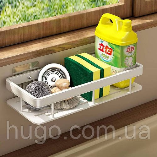 Настінна полиця у ванну до 10кг, 30х13х5,5см, STORAGE RACK, Білий / Самоклеюча полиця для ванної / Поличка у ванну