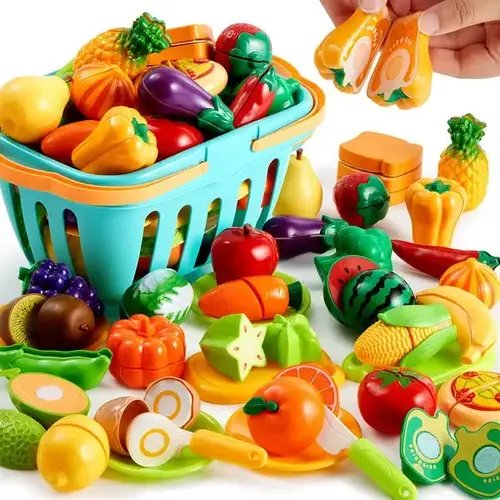 Продукти на липучках (100 елементів, 2 кошики, 4 ножі, 8 тарілок, 4 дощечки, у коробці) SC 100