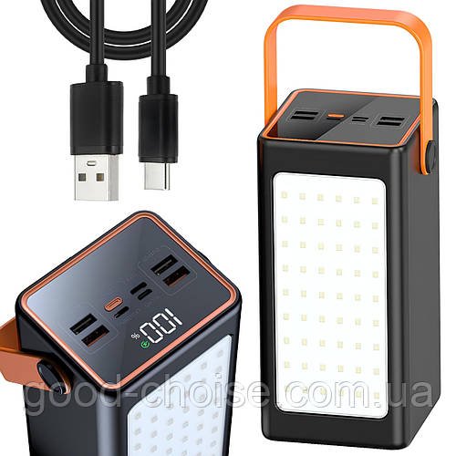 Повербанк 100000мАг з ліхтариком, 4хUSB, YM-655 / Power Bank зі швидкою зарядкою / Павербанк для телефону / УМБ