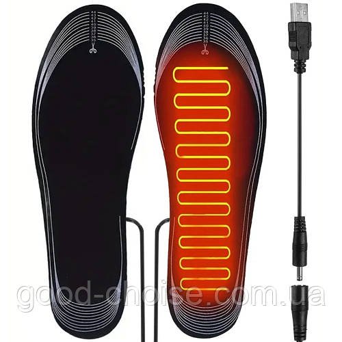 Універсальні електроустілки з підігрівом від USB, до 50°C, Розмір 35-45 / Термоустілки для ніг / Тонкі устілки від повербанка