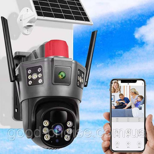 Вулична 4G камера спостереження 3×6Мп із сонячною панеллю, TP-18 / Камера відеоспостереження / Зовнішня IP камера