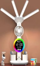 Настільна лампа з чотирма плафонами та RGB-підсвіткою годинник і вентилятор YU227