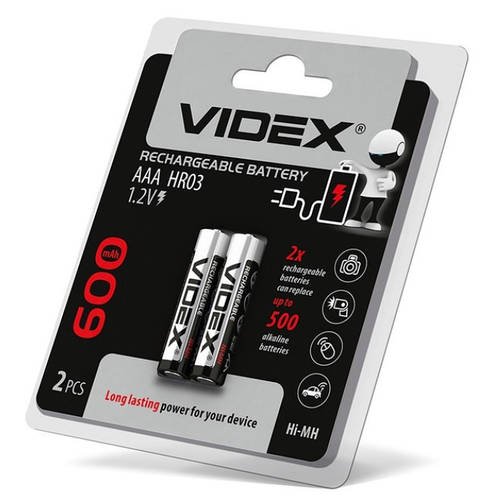Акумулятор VIDEX Rechargeable R-03 600 mAh 1.2V (HR03,size AAA, NiMN) батарейка YU227