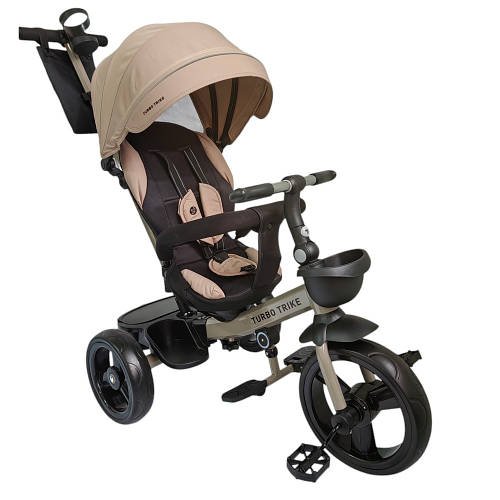 Велосипед триколісний дитячий з батьківською ручкою TURBO TRIKE MT 1001-1 Almond Beige Бежевий