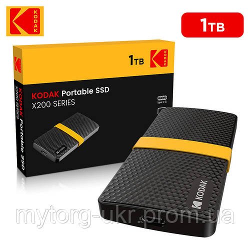 Зовнішній диск SSD 1TB KODAK X200, USB Type-C 3.1  Чорний